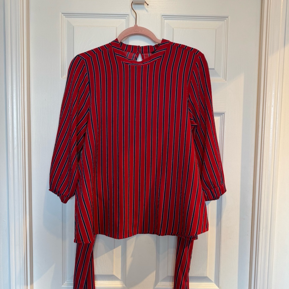 Vero Moda Red & Blue Striped Top – Women’s Mediu